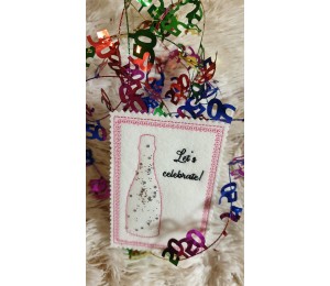 Stickdatei - Sektflasche Appli & Satin